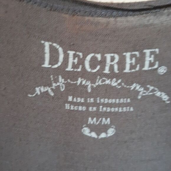 DECREE Vintage Deadstock Y2k GRAY LACE TRIMMED FLOWY BOHO TUNIC TOP M - Picture 3 of 6